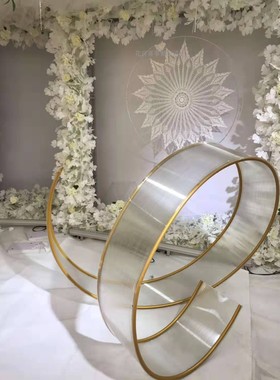新款婚庆道具拱门海浪螺旋形自由曲线舞台背景装饰屏风阳光板路引