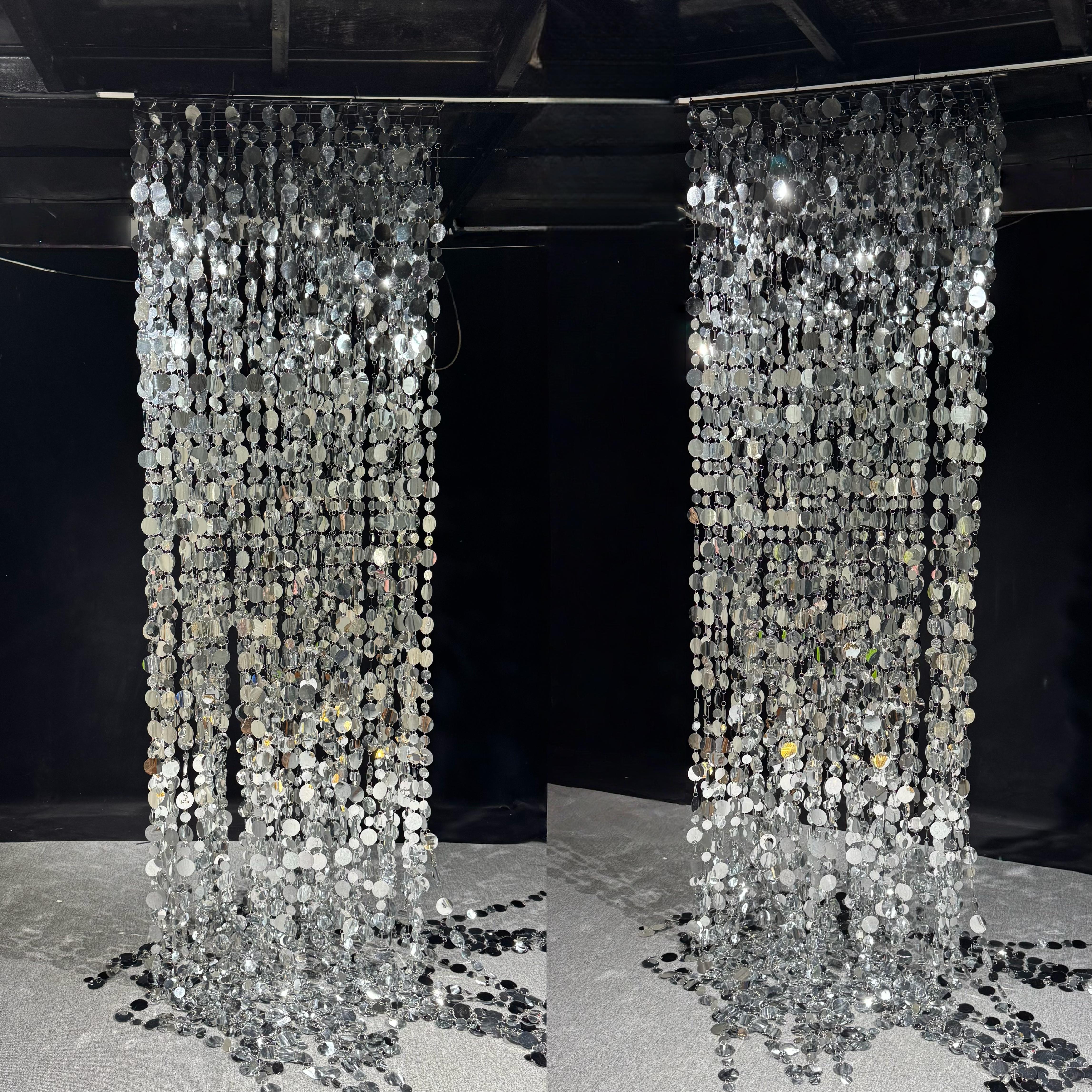 婚礼堂金银色圆亮片吊件装饰帘