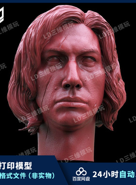 星球大战天行者凯洛伦头雕3D打印图纸高精度兵人素材STL模型文件