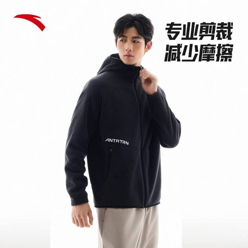 安踏连帽外套卫衣男2025冬季新款运动服官方旗舰男款保暖针织上衣
