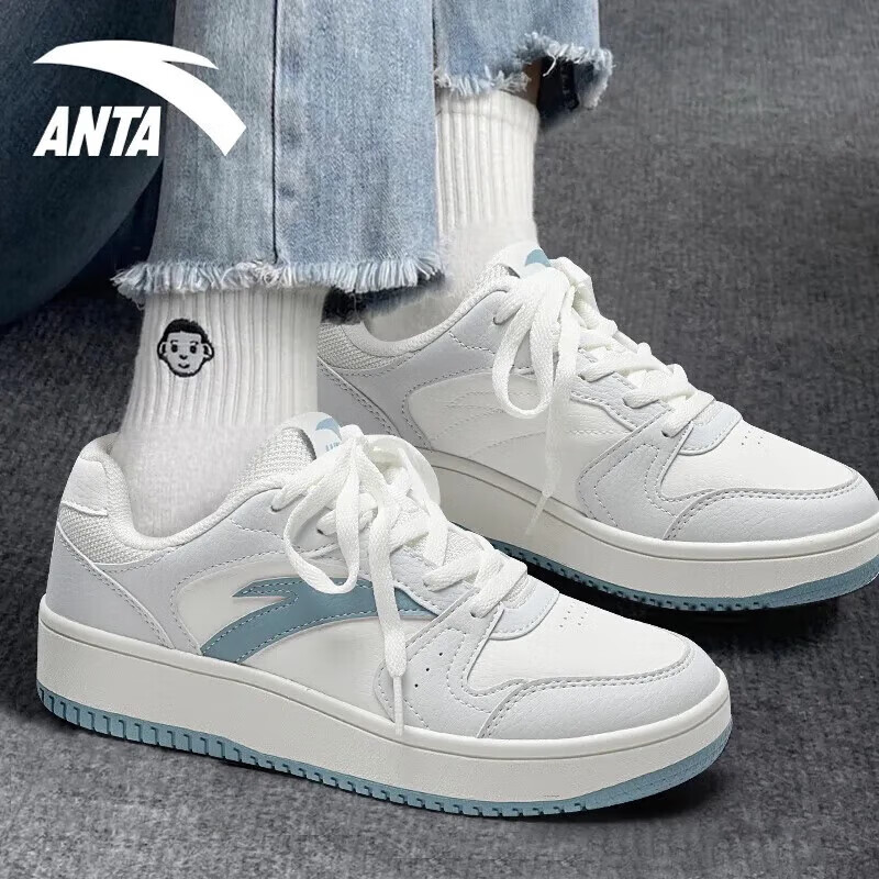 安踏女鞋学生厚底增高小白鞋