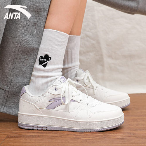 安踏女鞋学生厚底增高小白鞋