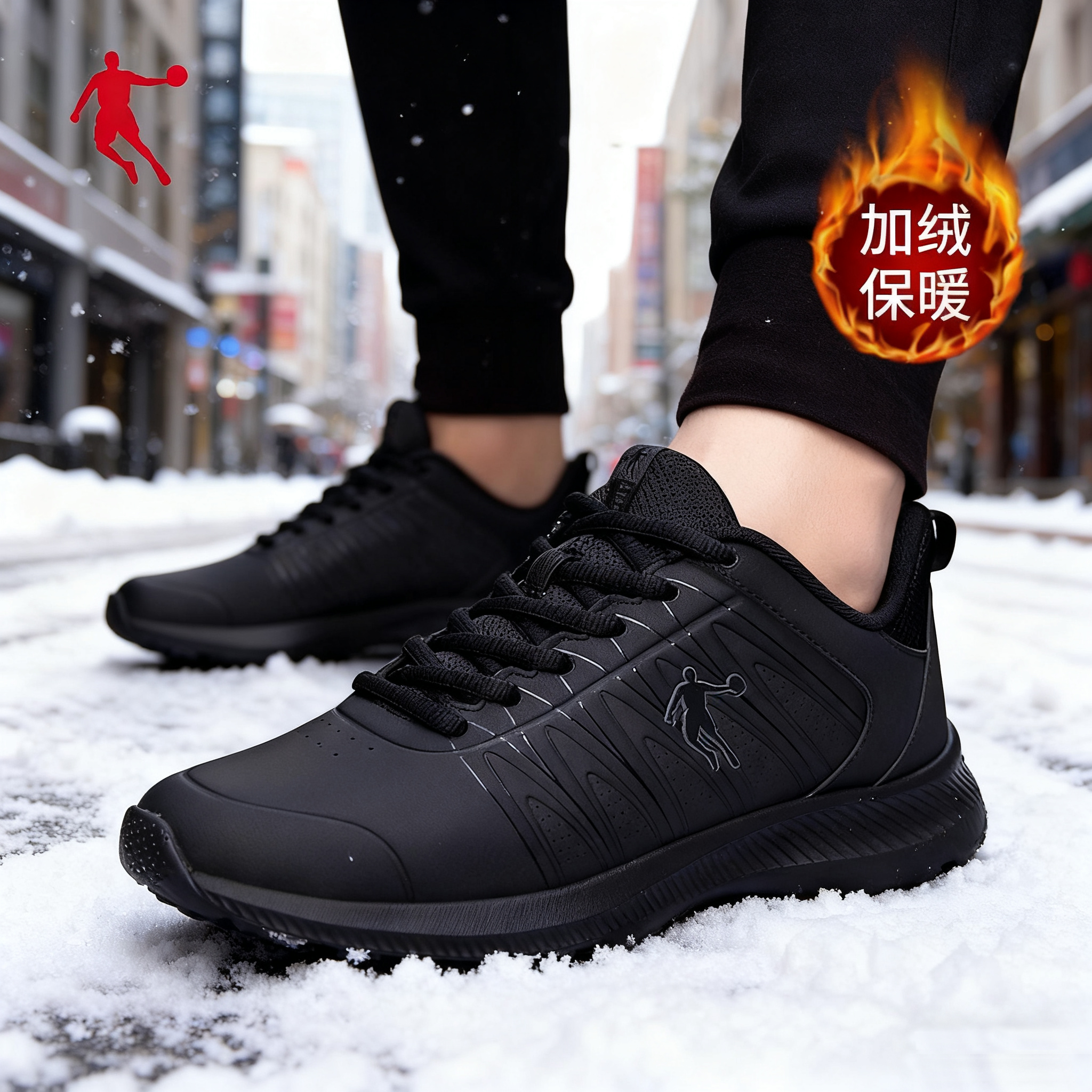 时尚百搭减震回弹革面保暖运动鞋