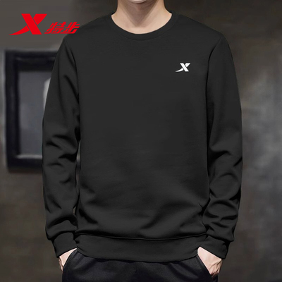 特步圆领长袖运动卫衣男