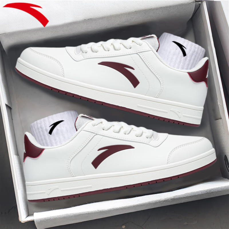 安踏男鞋皮面板鞋休闲鞋