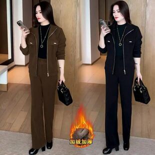 加绒加厚套装女秋2025新款冬季两件套外穿时尚搭配一整套初冬穿搭