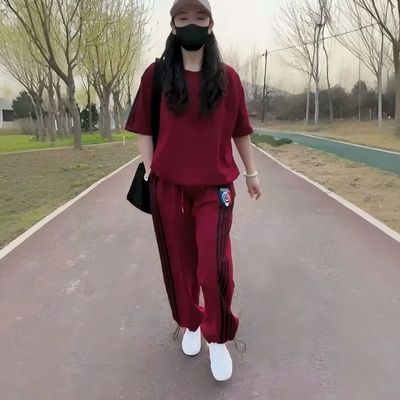 休闲短袖阔腿裤炸街运动套装女
