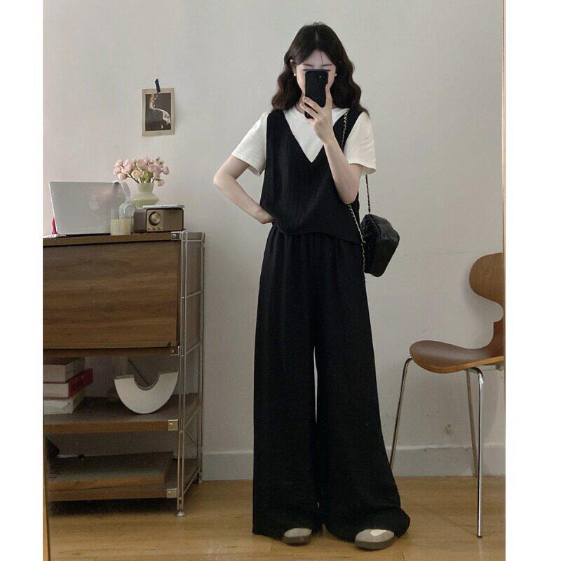 大码女装胖mm时髦套装裤高级感遮肚子2026超火夏一整套穿搭两件套