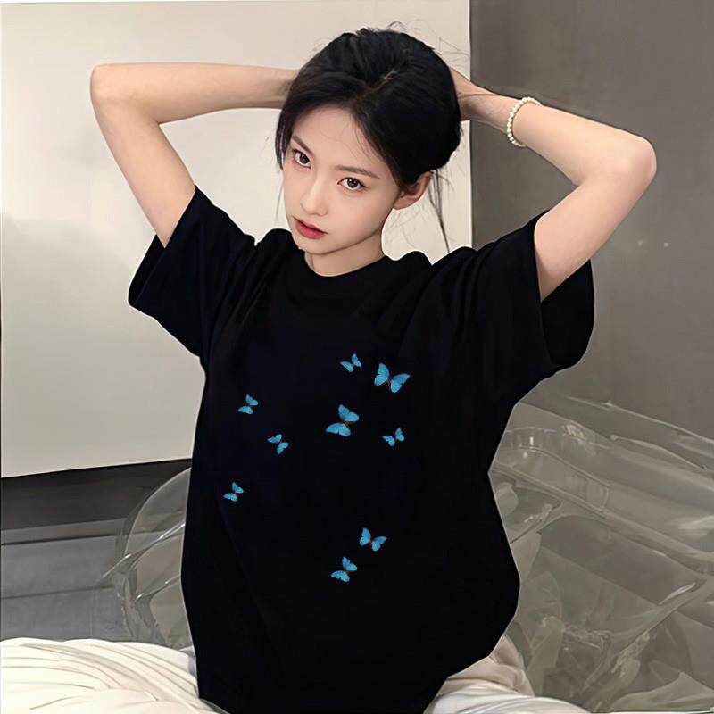 黑色短袖t恤女2025新款夏季半袖纯棉百搭宽松显瘦韩系绝美小上衣