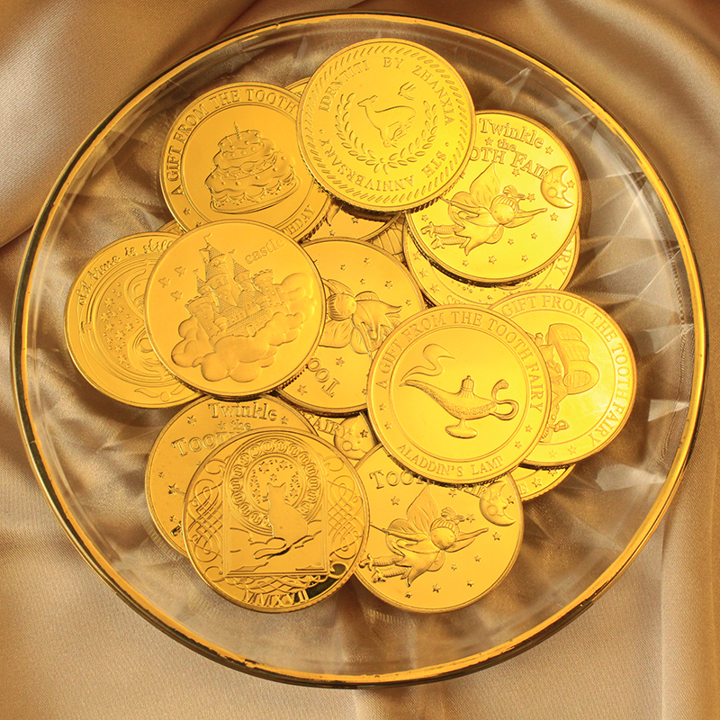 儿童礼物牙仙子仿真金属硬币金币