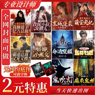 2元快速出图无纠纷番茄小说七猫起点全网封面设计定制作专业设计