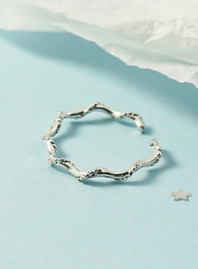 百搭时尚可爱树枝戒指女曲线黑波浪尾戒韩国个性细食指关节戒开口