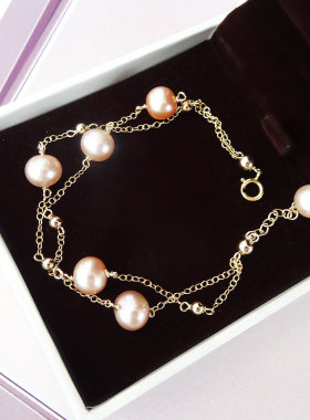 爱你如初见珍珠手链14k包金时尚