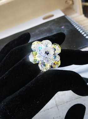 水晶手工编织花朵饰品礼物戒子