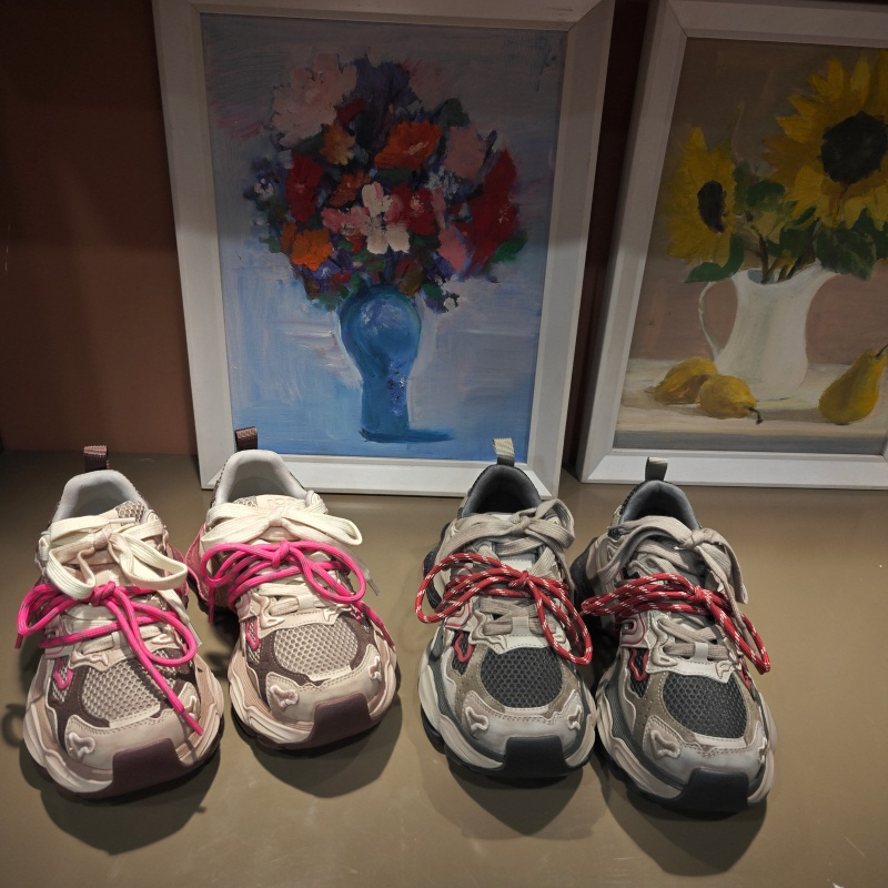 卡斯丹2025秋欧货新款牛皮厚底老爹鞋女圆头系带增高百搭休闲女鞋