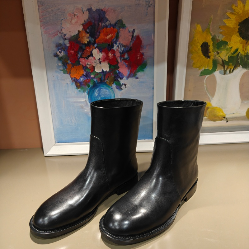 卡斯丹2025秋欧货新款胎牛皮切尔西靴女圆头粗跟英伦风低跟女短靴