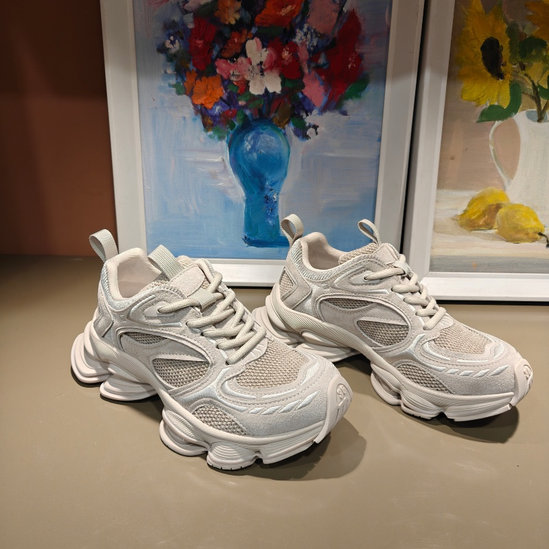 卡斯丹2025秋欧货新款牛皮厚底老爹鞋女圆头系带增高百搭休闲女鞋