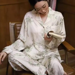仿真丝小清新纯欲两件套冰丝家居服 实体店•春秋空调费睡衣女薄款