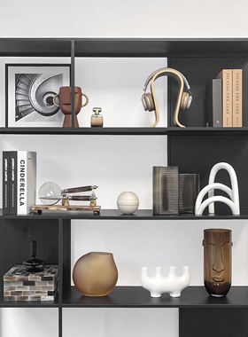 简约现代样板间书柜家居软装饰品