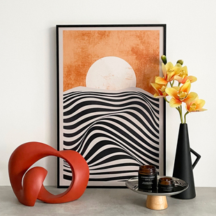 样板间简约现代家居软装 饰品仿真花挂画托盘玄关桌面摆件ZH3452