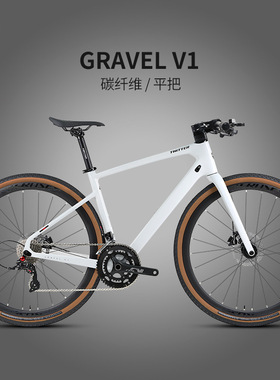 骓特GRAVEL-V1碳纤维平把公路车24/11变速直把油刹砾石瓜车自行车