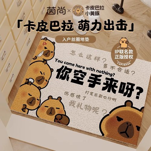【卡皮巴拉联名】你空手来啊地垫入户门进门丝圈脚垫子大门口地毯