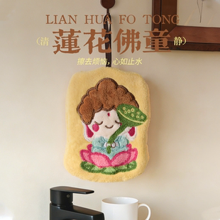 创意佛系坐莲擦手巾挂式卫生间吸水加厚毛巾手帕厨房不发臭搽抹布