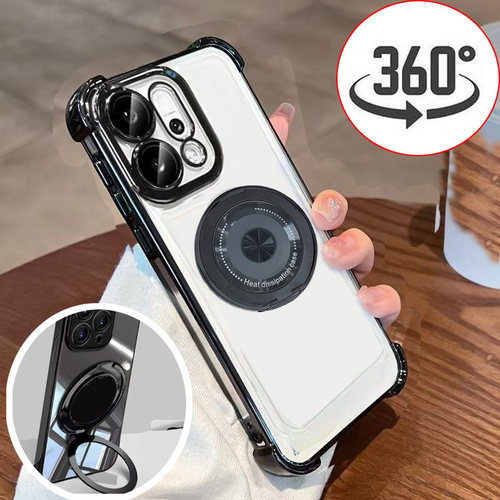 适用荣耀X9B手机壳360°旋转支架X9 X9A X9B X9C海外X9D导磁吸honor x9c透明9X国际版9Xpro防摔气囊 全包镜头