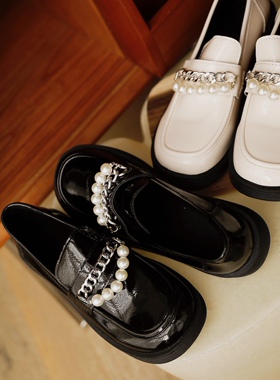 ANNandSAM 2025浅口单鞋女秋时尚玛丽珍鞋乐福鞋跟英伦风小皮鞋新