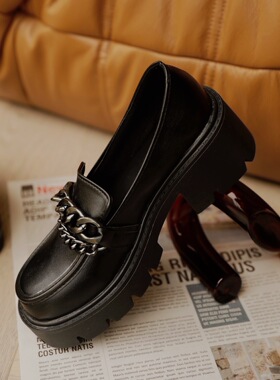 ANNandSAM朋克链条厚底松糕粗跟乐福鞋jk制服玛丽珍2025春夏新品