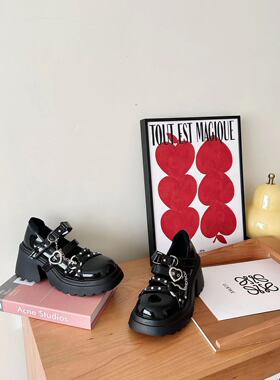 ANN and SAM 松糕厚底甜妹辣妹圆头金属y2k千禧元素皮鞋 单鞋