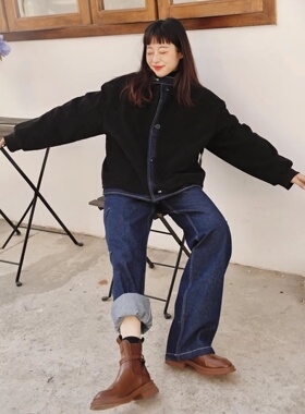 ANNandSAM2025秋冬新款马丁靴女鞋子秋冬季厚底爆款低跟女靴子