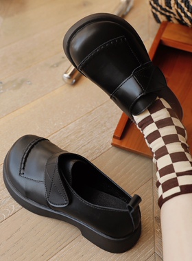 ANN and SAM 圆头休闲黑色青春青年魔术扣女鞋2025年新品秋冬女