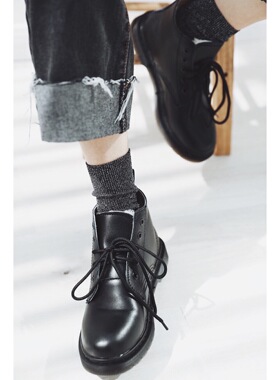 ANN and SAM 显腿长 草鸡棒的牛津款小黑靴 2024新品秋冬保暖原创