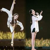 赵丽颖苗苗同款 舞蹈服白色衬衫 女现代舞练功服爵士跳舞上衣演出服