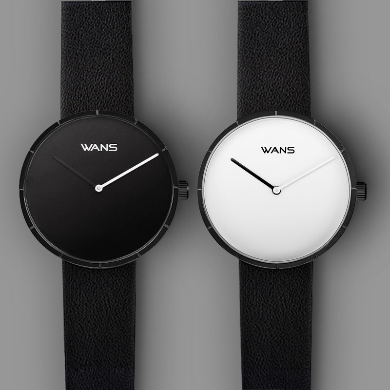 极简约手表学生潮男女中性情侣小众包豪斯复古文艺森系黑色冷淡风