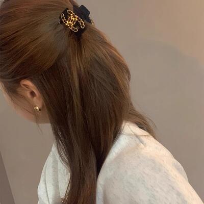 精致小抓夹高端小香风丝绒发夹发饰后脑勺半扎发小发夹时尚小夹子