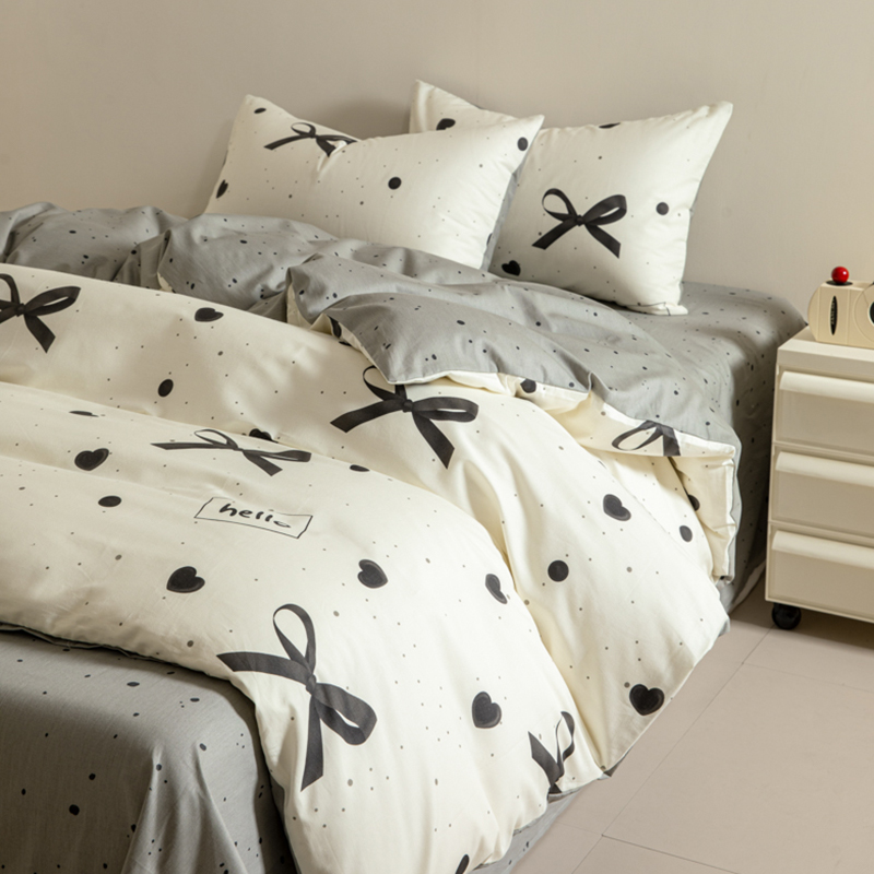 轻奢纯棉四件套蝴蝶结波点