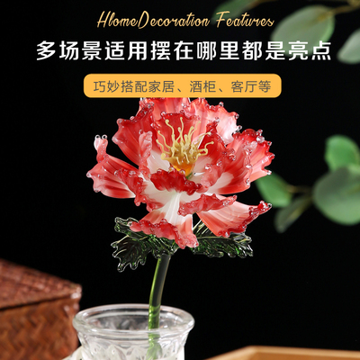 淄博琉璃家居摆设永生仿真牡丹花