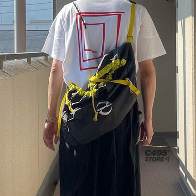 非现货kiko同款黑黄户外单肩包