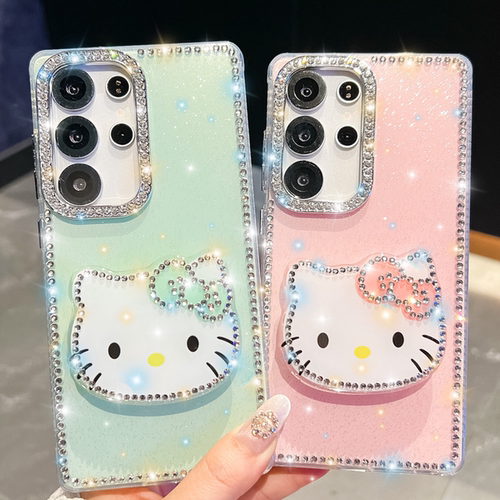 闪钻IMD闪粉A55星星A36点钻14带Kitty猫支架A56适用于iPhone15ProMax苹果16Plus情侣款S24U三星S25Ultra手机