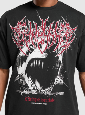 正品现货  Gymshark 卡洛斯巨齿鲨宽松字母印花短袖t恤