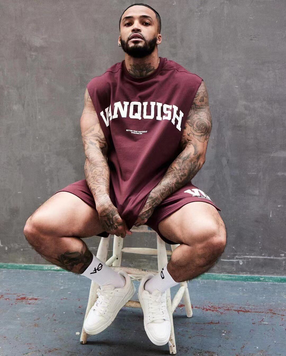 正品现货 vanquish varsity vq宽松运动圆领背心无袖t恤健身