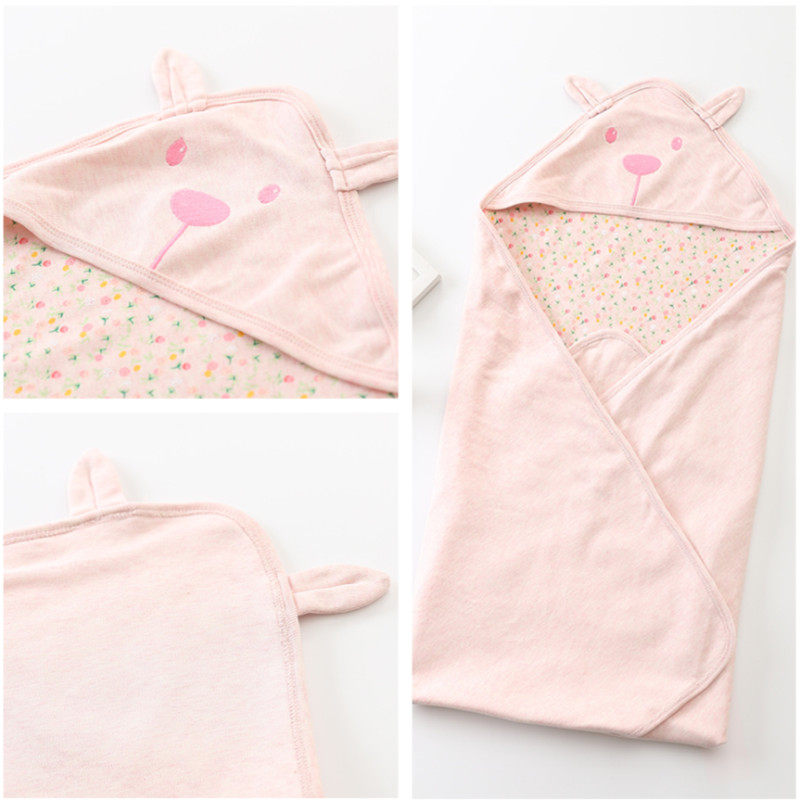 80*85cm女宝春秋双层纯棉包被新生儿襁褓巾婴儿毯子裹巾四季抱毯