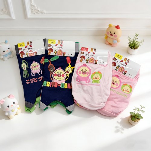 2条装 日单100-130男女儿童屁桃君全棉平角内裤宝宝丑桃三角底裤