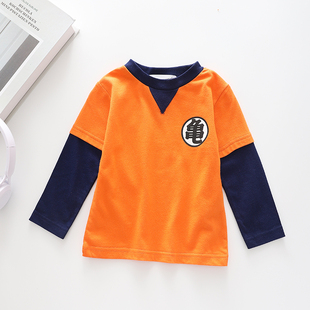 日单80-100春秋小童纯棉长袖上衣宝宝七龙珠悟空卡通T恤龟字卫衣