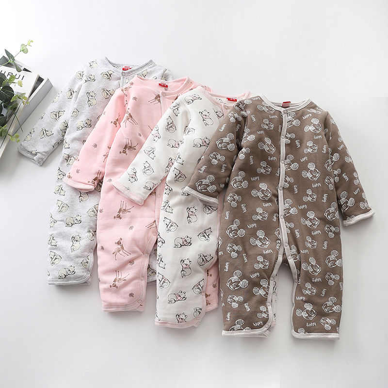 外贸1-24个月秋冬新生婴儿加厚保暖连体衣宝宝棉哈衣长袖加绒爬服