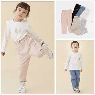 宝宝外穿裤 儿童牛仔长裤 子 130春秋女童PM荷叶边弹力休闲裤 日单80