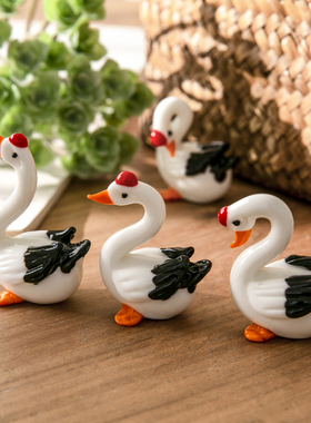 日式风mini手作玻璃小鹅迷你摆件