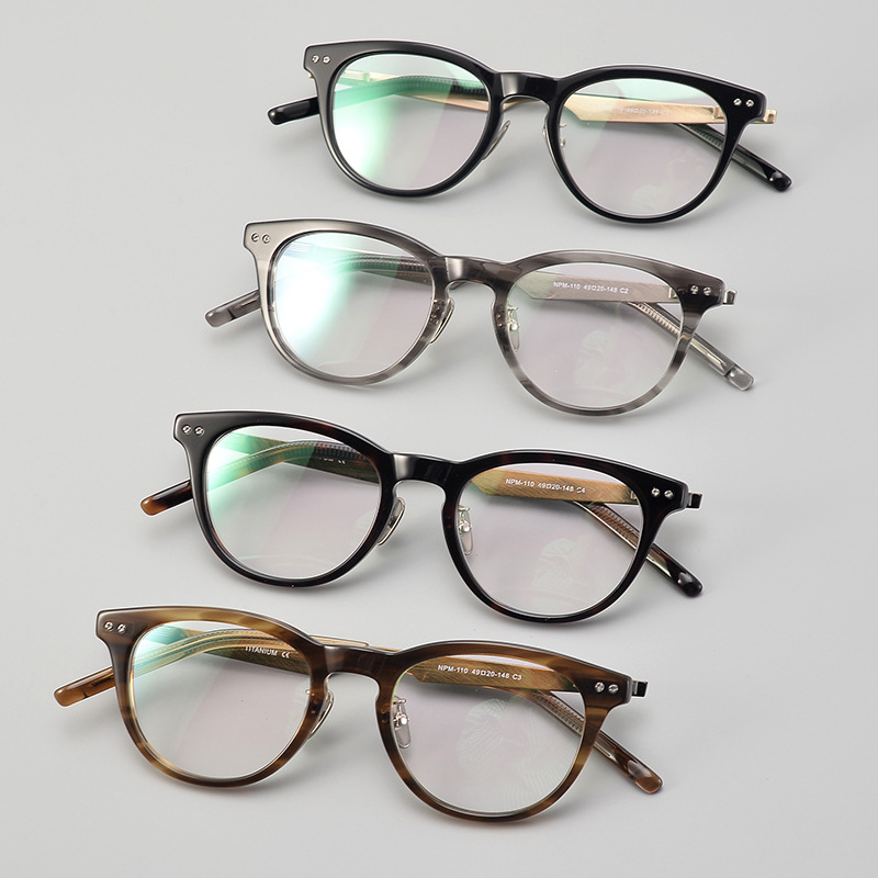 9999同款复古黄黑时尚日系手工板材NPM-110纯钛男女近视眼镜框架